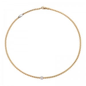 73001CX_PB_G_XBX_043 Eka Collection Diamond Necklace In 18 Karat White & Yellow Gold With Round Diamonds
