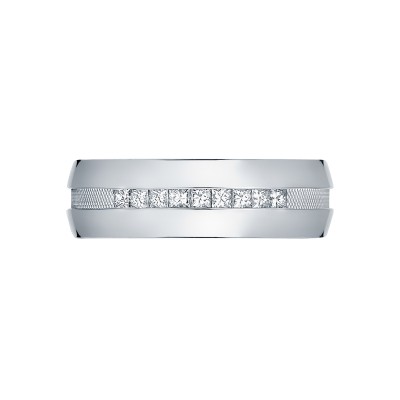 82-7D Sculpted Crescent Men's Platinum Wedding Band