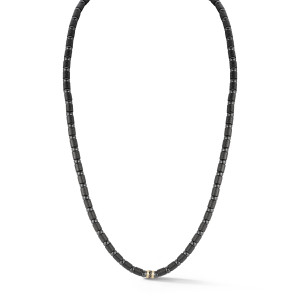 9C2N1DNOG-22 Necklace In 18 Karat Yellow Gold/black Carbon With Black Diamonds
