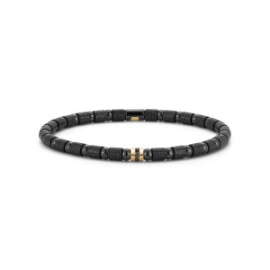 9C4N1DNOG-XL Carbon Stretch Bracelet In Black Carbon Fiber/18 Karat Yellow Gold With Black Diamonds