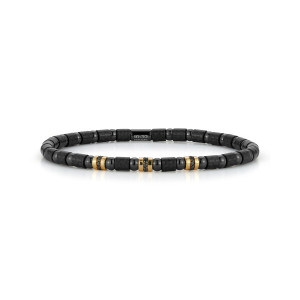 9C4N3DNOG1-XL Bracelet In 18 Karat Yellow Gold/black Carbon With Black Diamonds