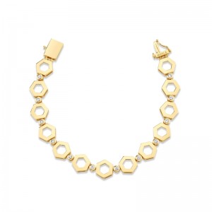 BR502S Plain Hex Infinity Bracelet In 14 Karat Yellow Gold