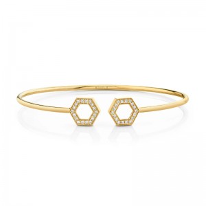 BR509M Hex Flex Cuff Diamond Bracelet In 14 Karat Yellow Gold