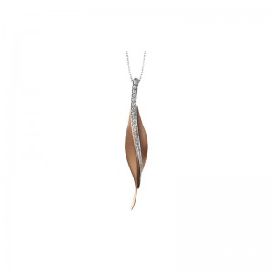 DP113-R Fallen Leaves Diamond Pendant In 18 Karat White & Rose Gold With Diamonds On 19" Chain