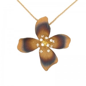 DP282 18kt Yellow And Brown Gold Pendant With .17ctw Diamonds