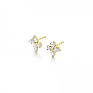 ER403 Montage Collection Cluster Stud Earrings In 18 Karat Yellow Gold