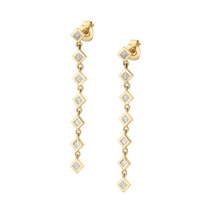 ER415 Princess Bezel Tennis Earrings In 14 Karat Yellow Gold