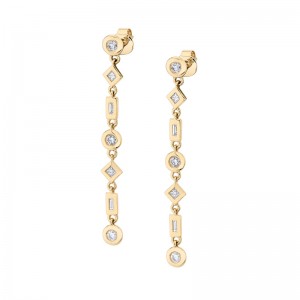 Mixed Shape Bezel Tennis Earrings