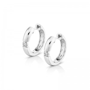ER524 Orb Split Huggies In 14 Karat White Gold
