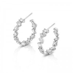ER600 Montage Collection Small Hoop Earrings In 18 Karat White Gold