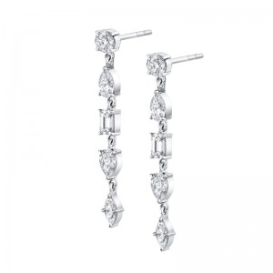 ER604 Montage Collection 5 Stone Drop Earrings In 18 Karat White Gold