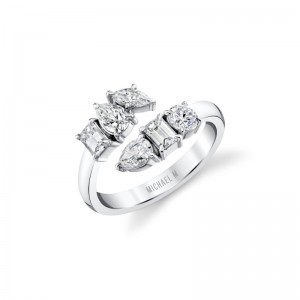 F405 Montage Bypass Ring In 18 Karat White Gold