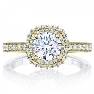 HT2522CU-7Y Blooming Beauties Yellow Gold Round Engagement Ring 1.25