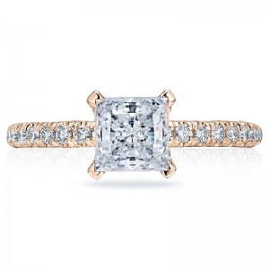 HT2545PR6-PK Petite Crescent Rose Gold Princess Cut Engagement Ring 1.25