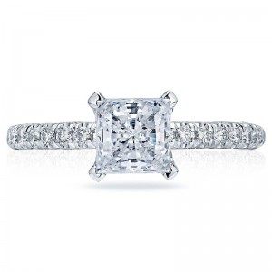 HT2545PR-55 Petite Crescent Platinum Princess Cut Engagement Ring 1