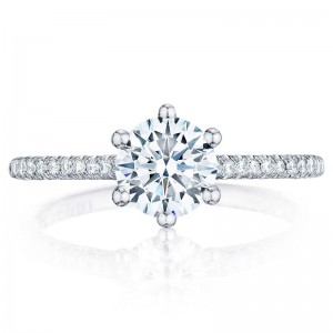 HT254615RD65 Petite Crescent Platinum Round Engagement Ring 1