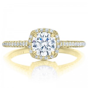 HT254715CU-55Y Petite Crescent Yellow Gold Round Engagement Ring 0.55