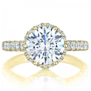 HT254725RD9-Y Petite Crescent Yellow Gold Round Engagement Ring 2.5