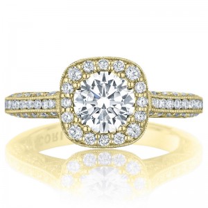 HT2550CU-7Y Classic Crescent Yellow Gold Round Engagement Ring 1.25