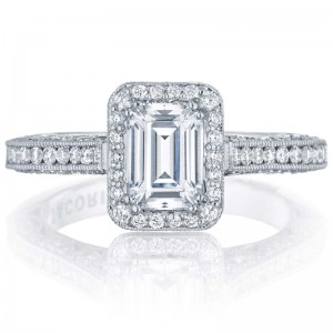 HT2550EC-85X65 Classic Crescent Platinum Emerald Cut Engagement Ring 1.25