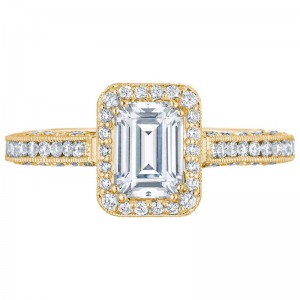 HT2550EC-8X6Y Classic Crescent Yellow Gold Emerald Cut Engagement Ring 2