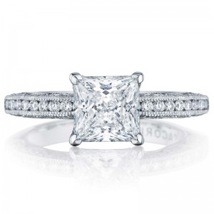 HT2553PR-5 Classic Crescent Platinum Princess Cut Engagement Ring 0.75