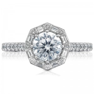HT2556RD-8 Petite Crescent Platinum Round Engagement Ring 2