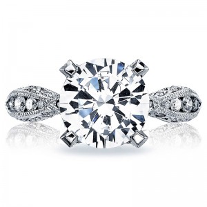 HT2602RD95 RoyalT Platinum Round Engagement Ring 3