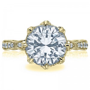 HT2604RD-95Y RoyalT Yellow Gold Round Engagement Ring 3