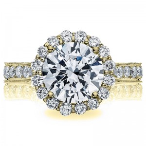 HT2605RD95-Y RoyalT Yellow Gold Round Engagement Ring 3