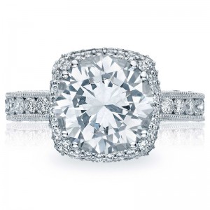 HT2607RD10 RoyalT Platinum Round Engagement Ring 3.5