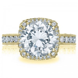 HT2607RD-85Y RoyalT Yellow Gold Round Engagement Ring 2.25