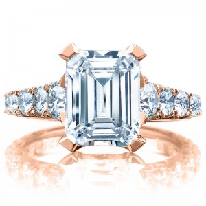 HT2623EC-9X7PK RoyalT Rose Gold Emerald Cut Engagement Ring 2.75