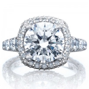 HT2624CU95 RoyalT Platinum Round Engagement Ring 3.25