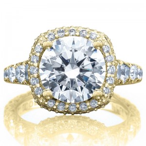 HT2624CU-9Y RoyalT Yellow Gold Round Engagement Ring 2.75