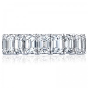 HT264165 Classic Crescent RoyalT Emerald Cut Diamond Eternity Band