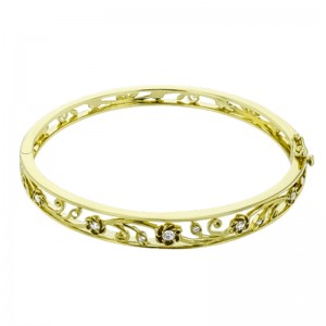 LB2570 18kt White And Yellow Gold Bangle Bracelet 0.29 ctw