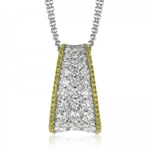 MP2035 18 Karat White And Yellow Gold Diamond Pendant With 59 Round Diamonds