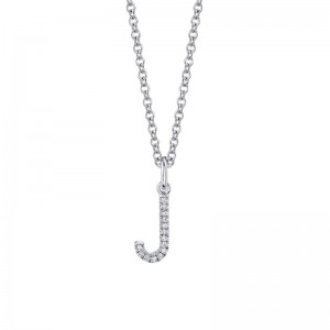 P141J Diamond Initial Necklace - J