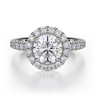 R320-1 Europa White Gold Round Engagement Ring 0.75