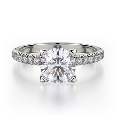 R371-1 Europa White Gold Round Engagement Ring 0.75
