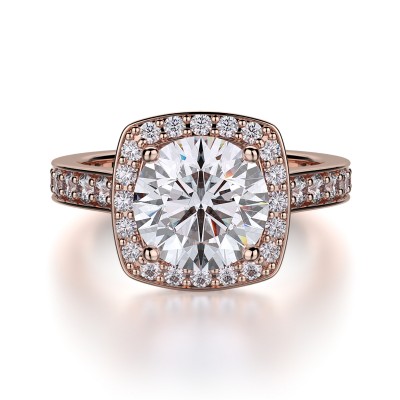 R378-3 Love Yellow Gold Round Engagement Ring 2.5