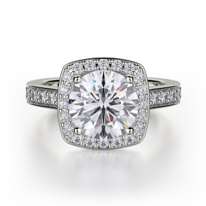 R378-2 Love Platinum Round Engagement Ring 1.5
