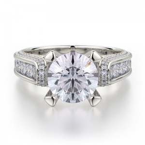 R399-2 Stella Platinum Round Engagement Ring 1.5