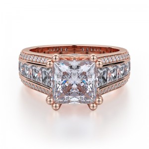 R401-2 Princess Rose Gold Princess Cut Engagement Ring 1.5