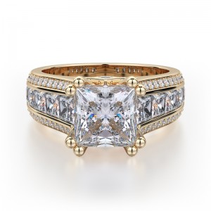 R401-2 Princess Yellow Gold Princess Cut Engagement Ring 1.5