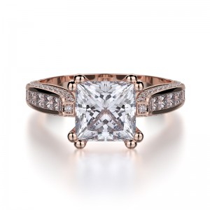 R431-3 Princess Rose Gold Princess Cut Engagement Ring 2.5