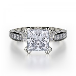 R431-2 Princess White Gold Princess Cut Engagement Ring 1.5