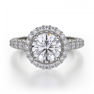 R440-1 Europa White Gold Round Engagement Ring 0.75