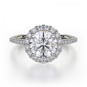 R440S-1 Europa White Gold Round Engagement Ring 0.75